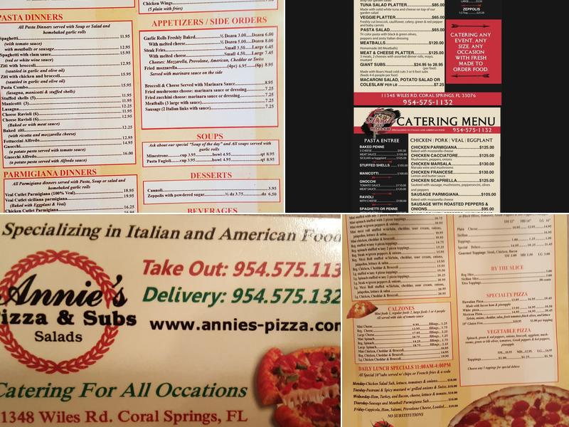 Annie's Pizza Menu