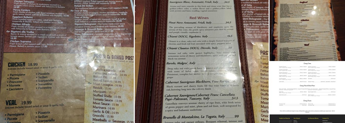 La Pizzeria Menu