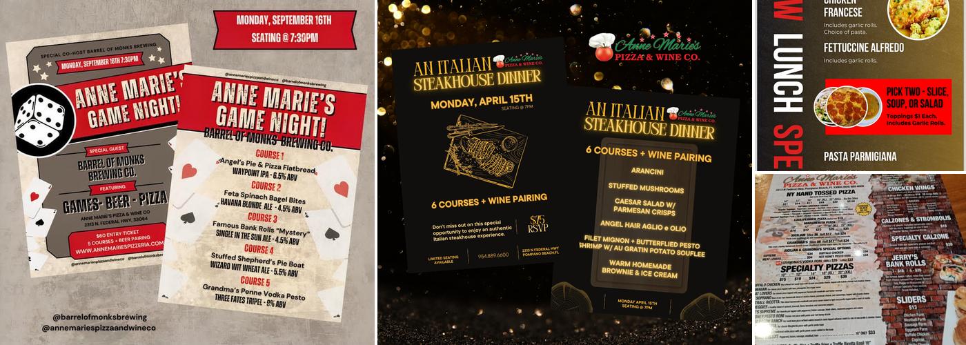 Anne Marie's Pizza & Wine Co. Menu