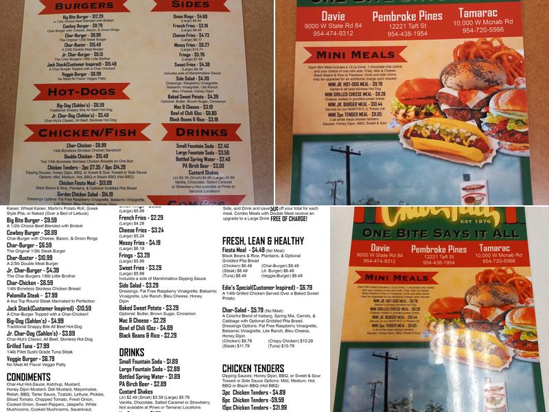 Char-Hut Menu