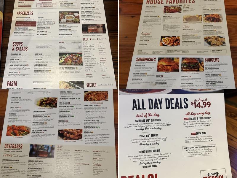 Miller's Ale House Menu