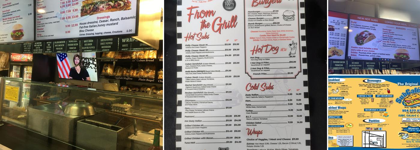 The Original SubCafe Menu