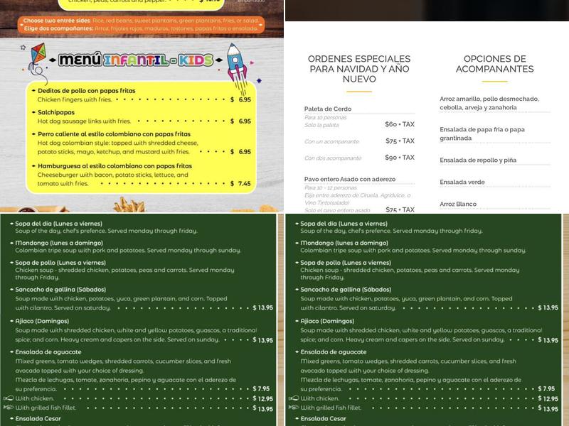 La Antioqueña Café & Restaurant Menu