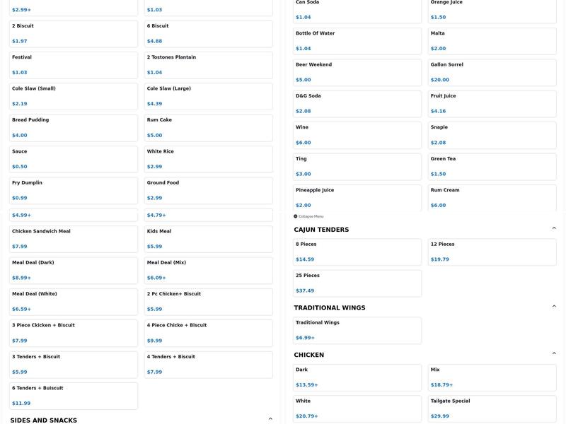 Touch Of Class: Krispy Krunchy Chicken Menu