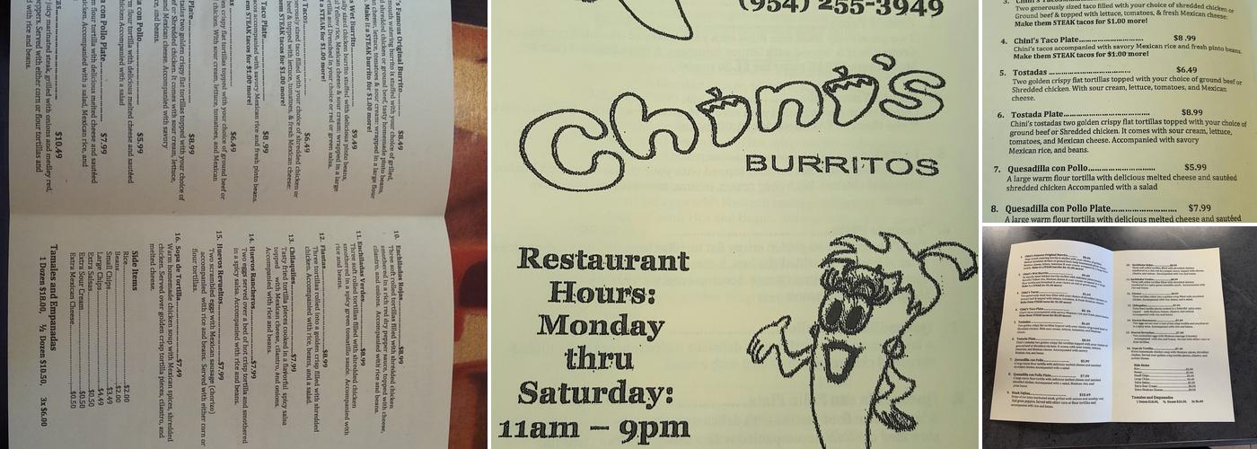Chini's Burritos Menu