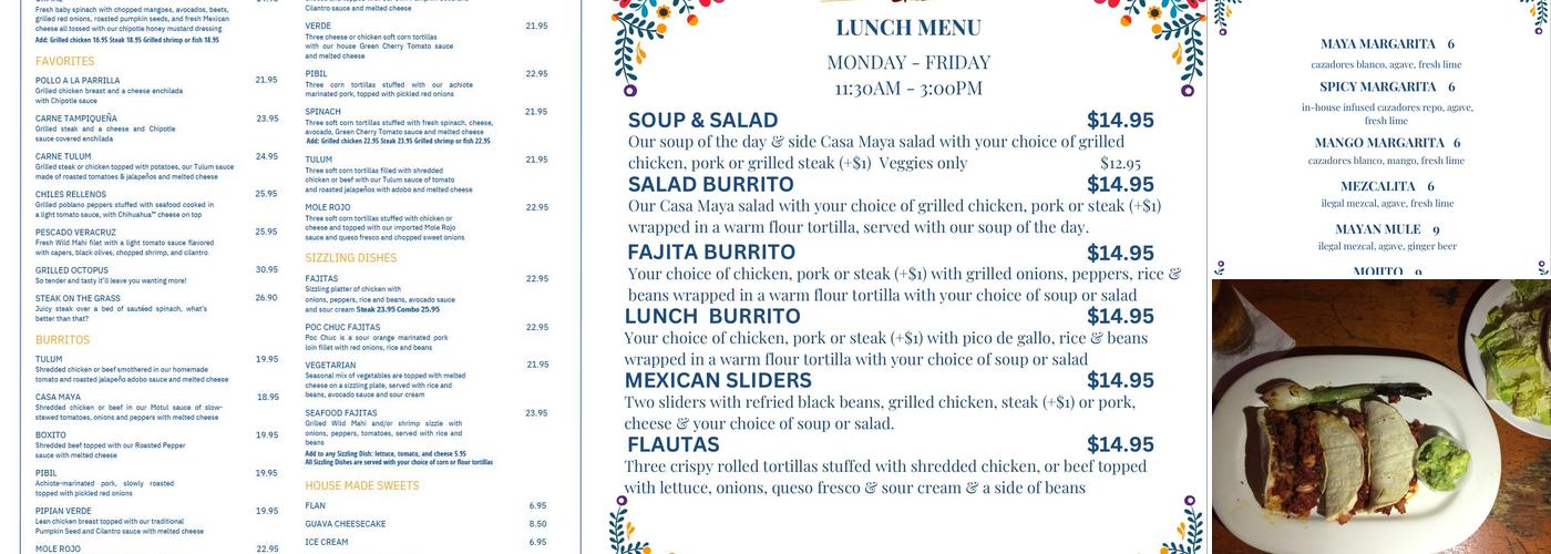 Casa Maya Grill Menu
