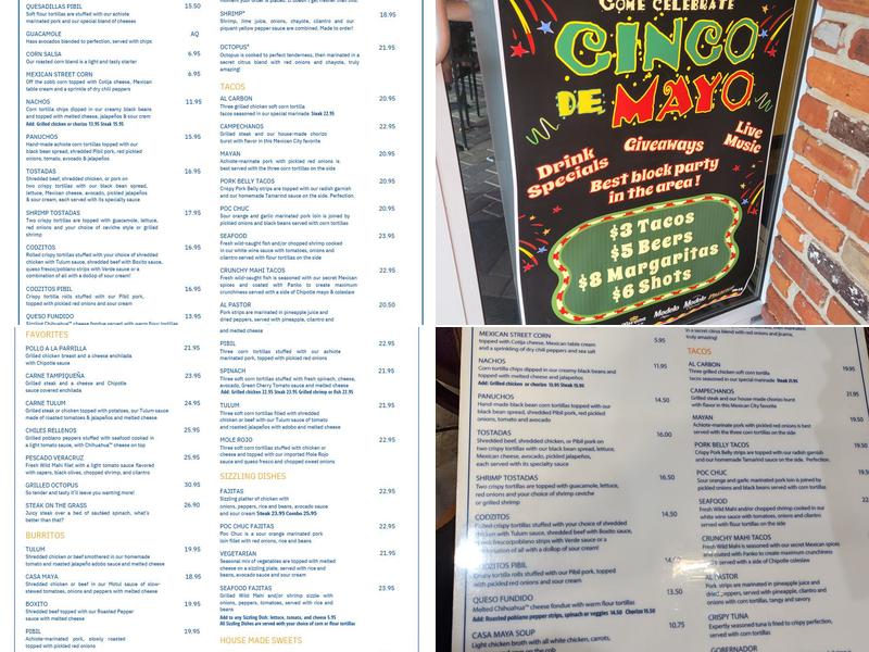 Casa Maya Grill Menu