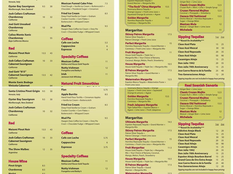 La Bamba Menu