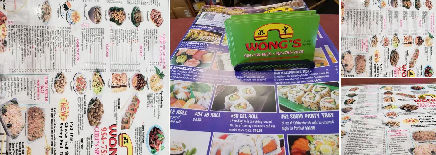 Wong's Chinese Restaurant Menu