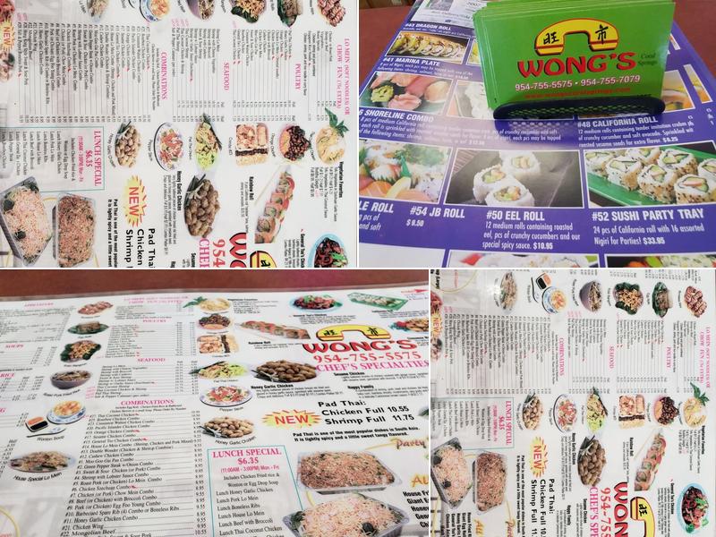 Wong's Chinese Restaurant Menu