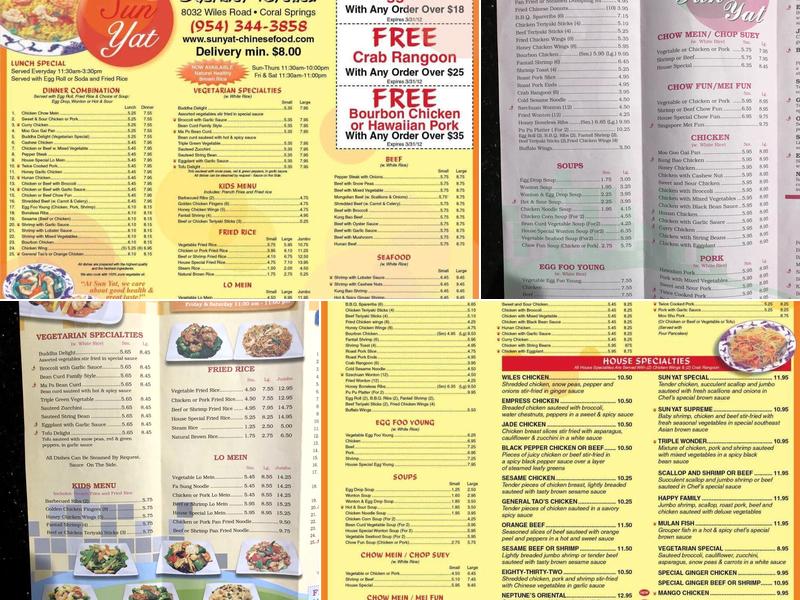 Sun Yat Chinese Kitchen Menu