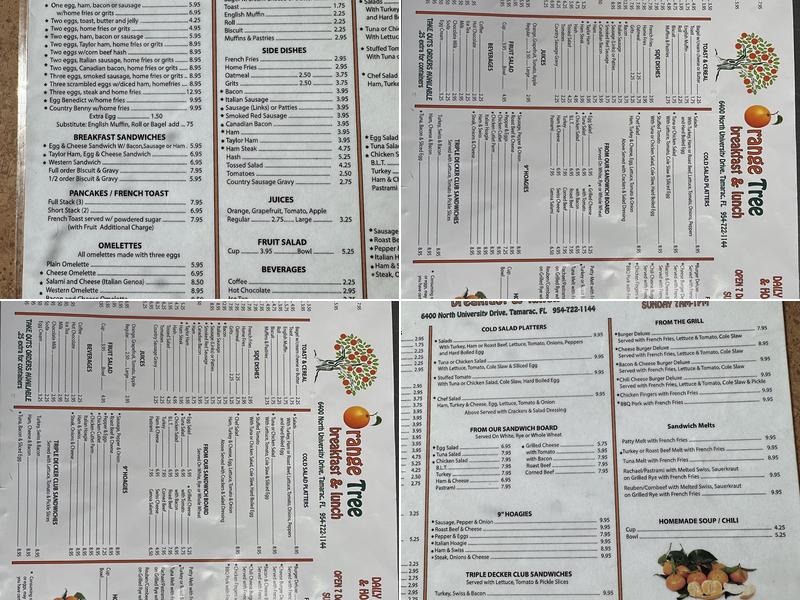 Orange Tree Breakfast & Lunch Menu