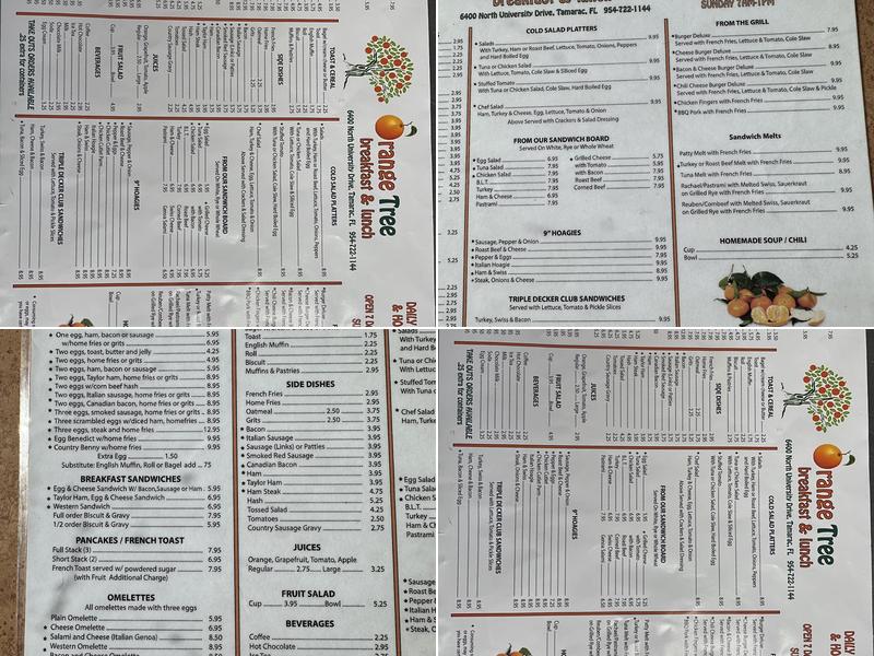 Orange Tree Breakfast & Lunch Menu