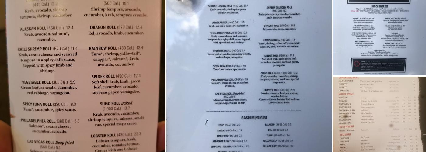 Benihana Menu