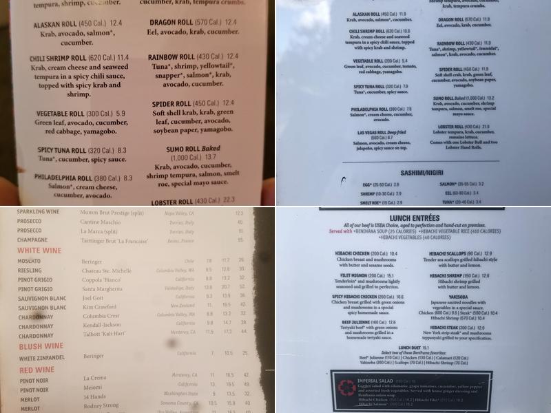 Benihana Menu