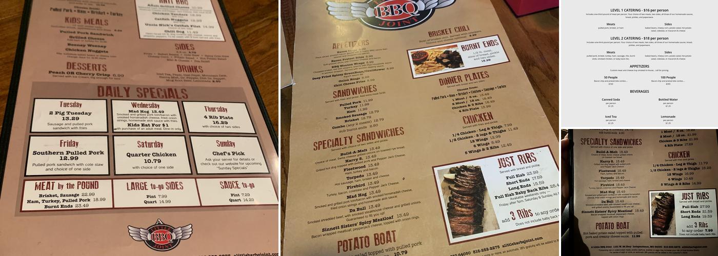 A Little BBQ Joint Menu