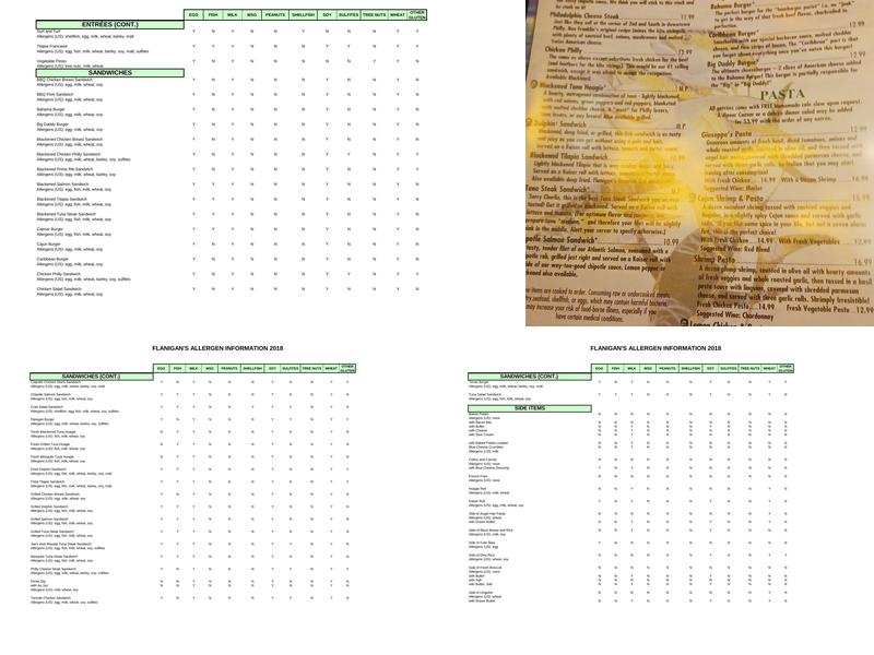 Flanigan's Seafood Bar and Grill Menu