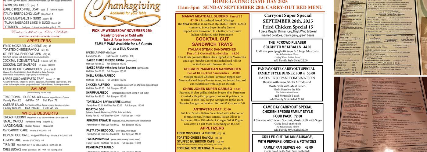 Cascone's Menu