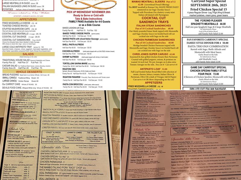 Cascone's Menu