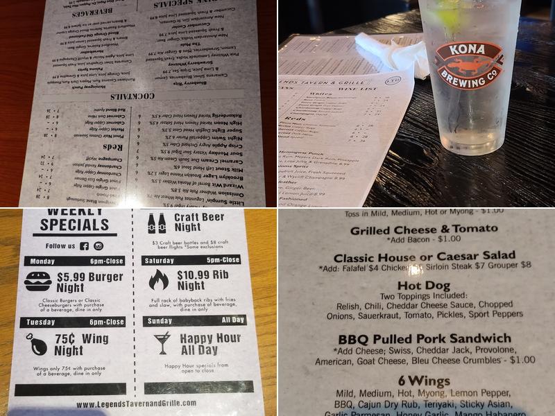 Legends Tavern & Grille - Deerfield Beach Menu