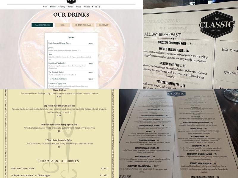 The Classic Cup Cafe Menu