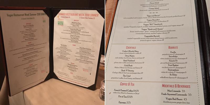 Cedar Restaurant Menu