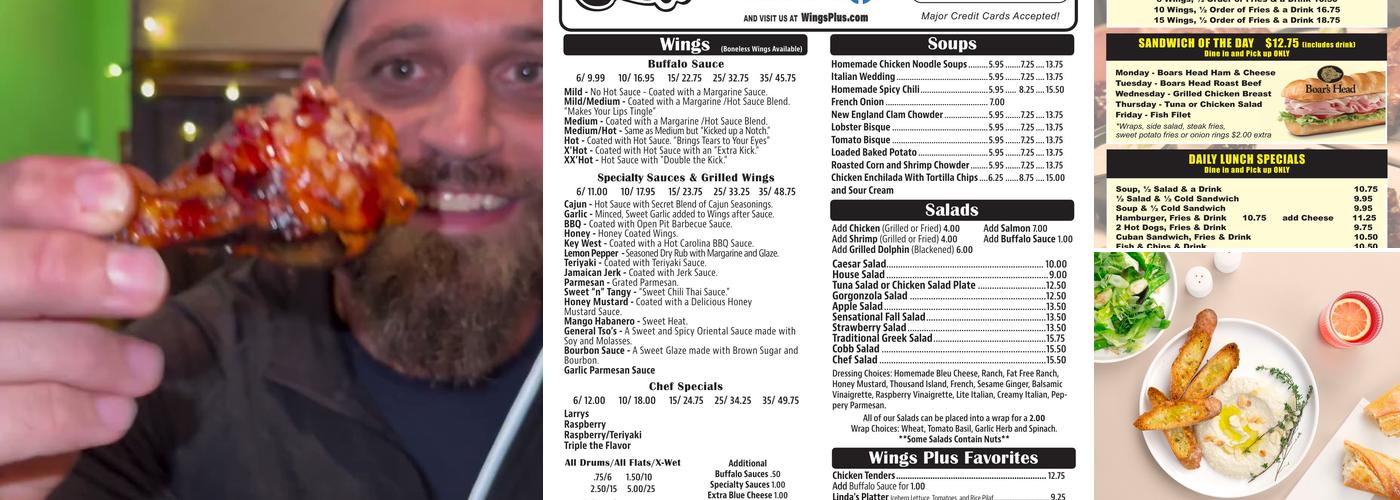 Wings Plus Menu