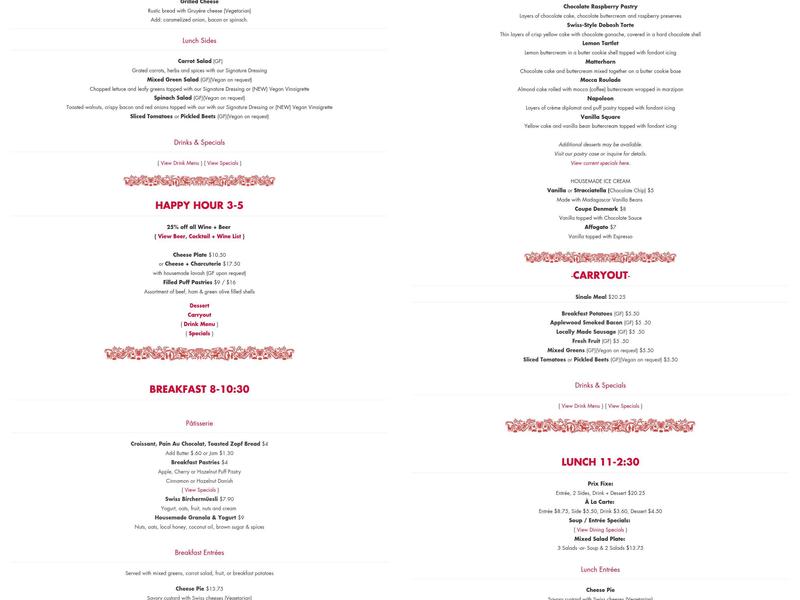 André's Chocolates Kansas City Menu