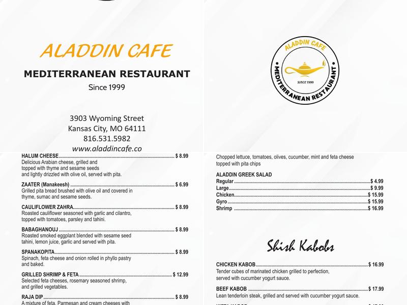 Aladdin Cafe Menu