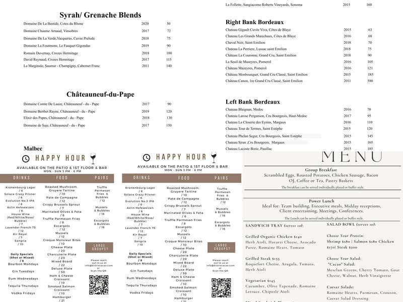 Bistro Cacao Menu