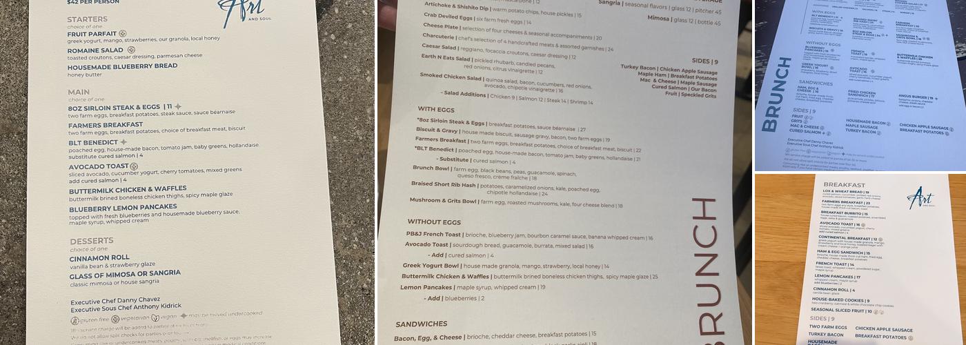 Art and Soul at YOTEL Washington DC Menu