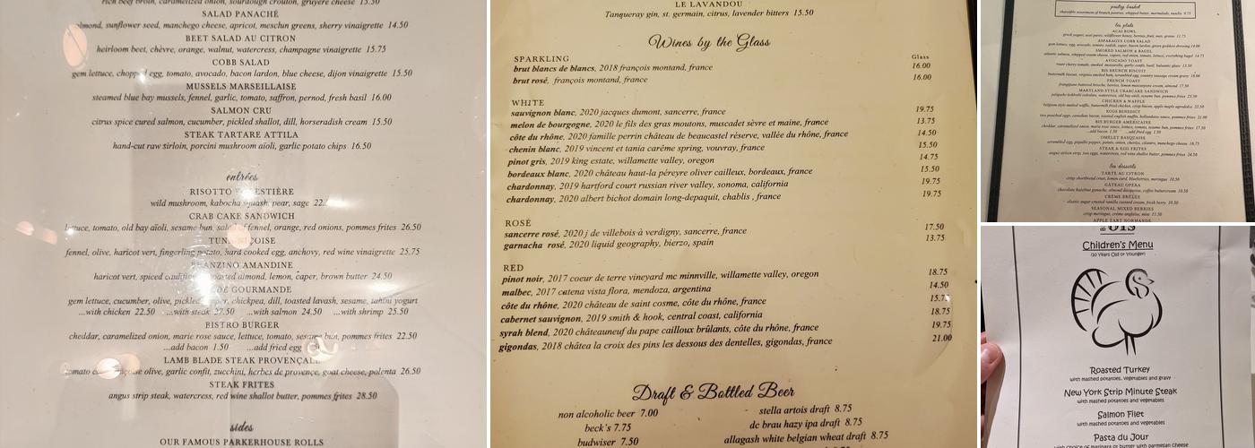 Bistro Bis Menu