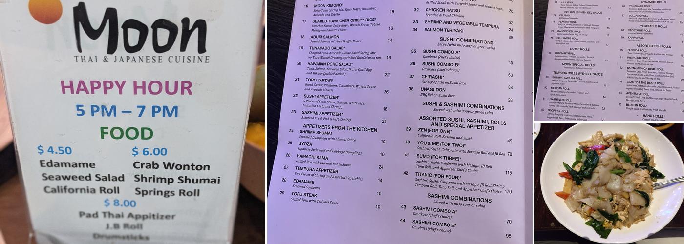 Moon Thai & Japanese Menu