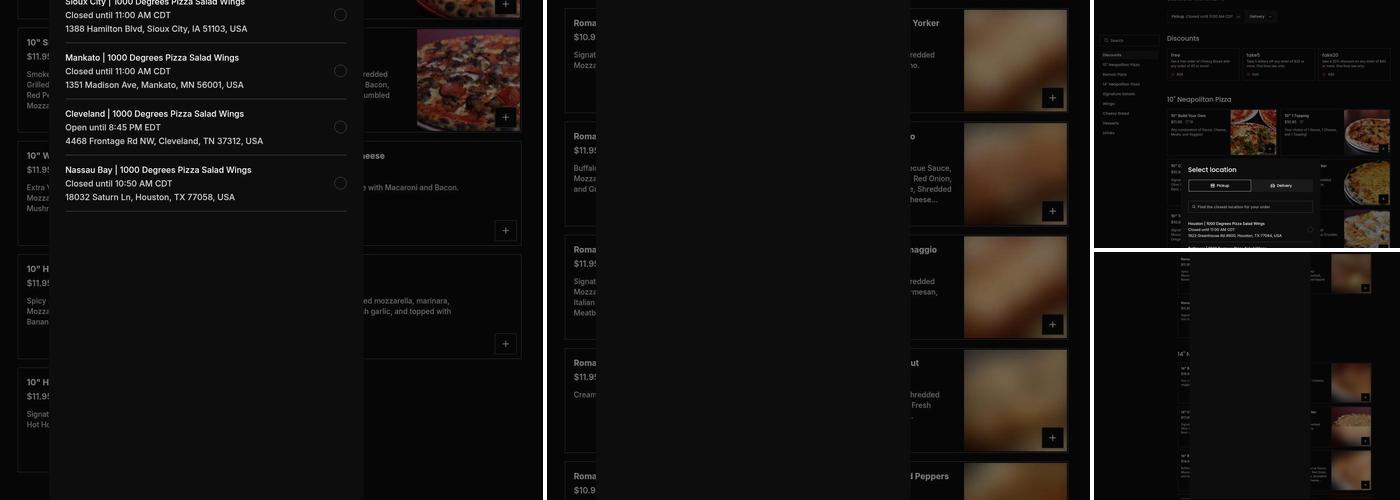 1000 Degrees Pizza Salad Wings Menu