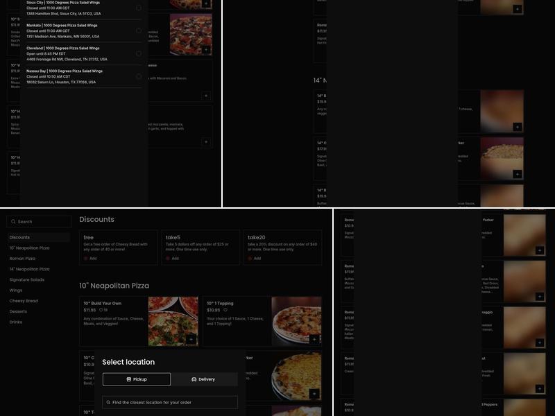 1000 Degrees Pizza Salad Wings Menu