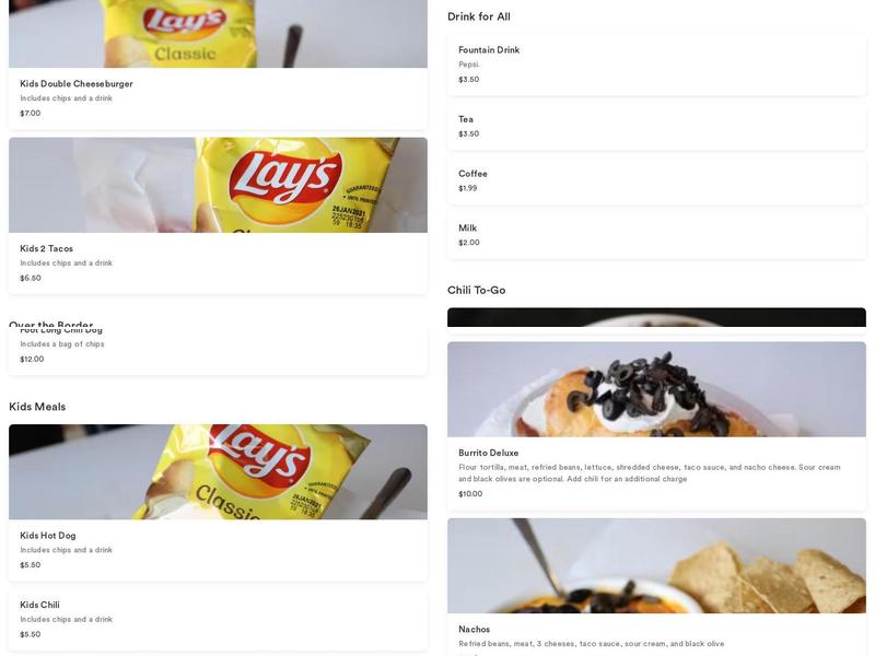 Dixon's Famous Chili Parlor Menu