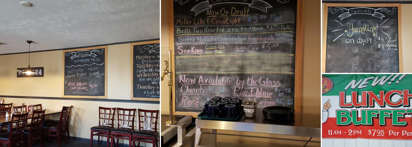 Kinsey's Italian Cafe Menu