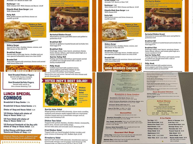 Sunrise Cafe - Fishers Menu