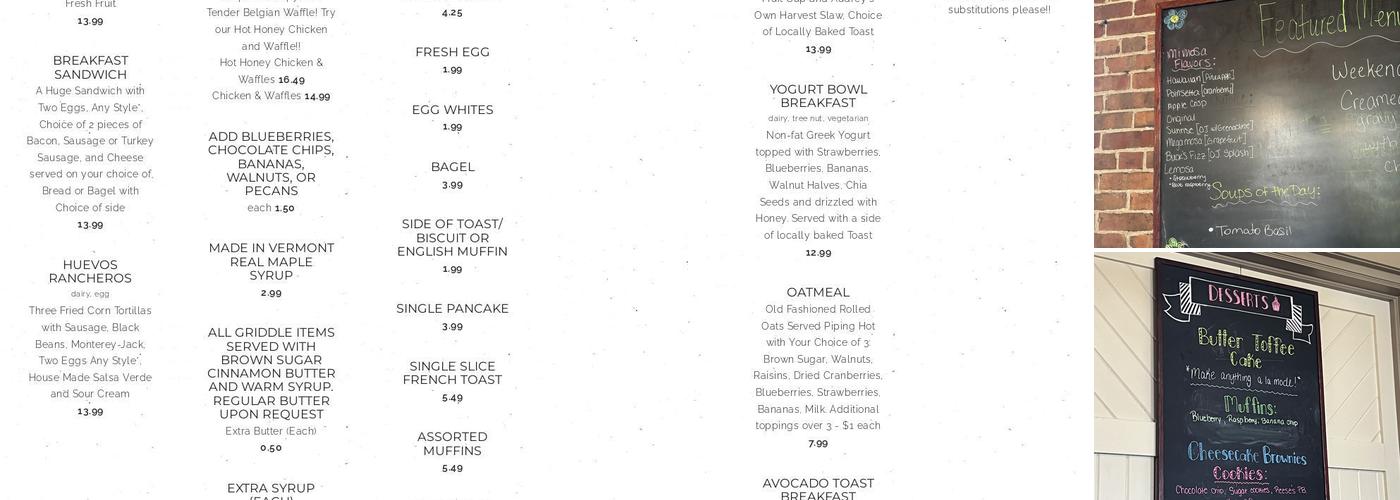 Cafe Audrey at Fort Ben Menu