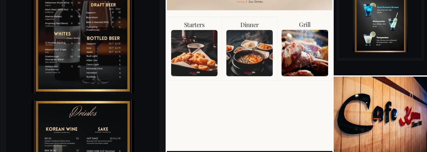 Cafe Korea Menu
