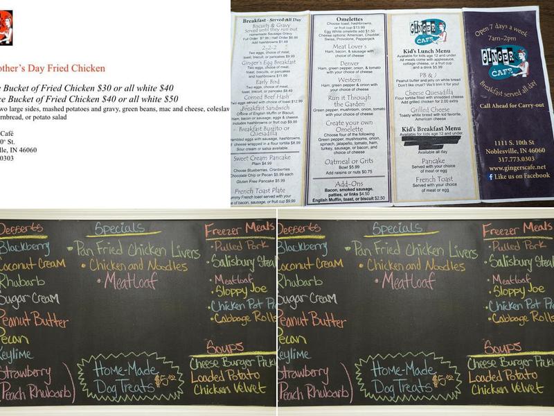 Ginger's Cafe Menu