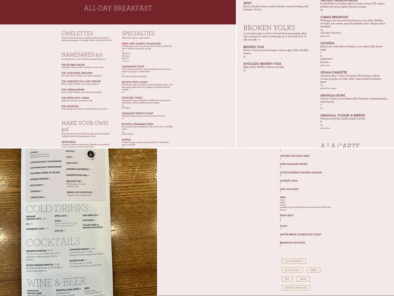 Cafe Patachou - Carmel Menu