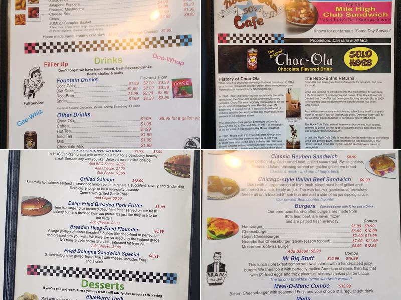 Rock-Cola 50's Cafe Menu