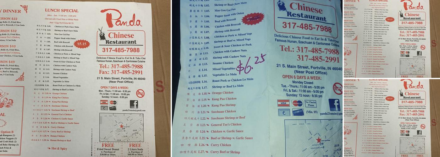 Panda Chinese Restaurant Menu