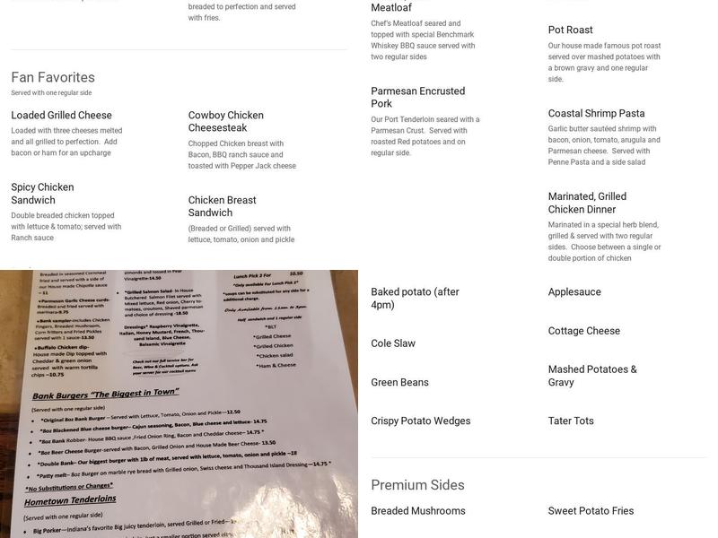 The Bank Restaurant Menu