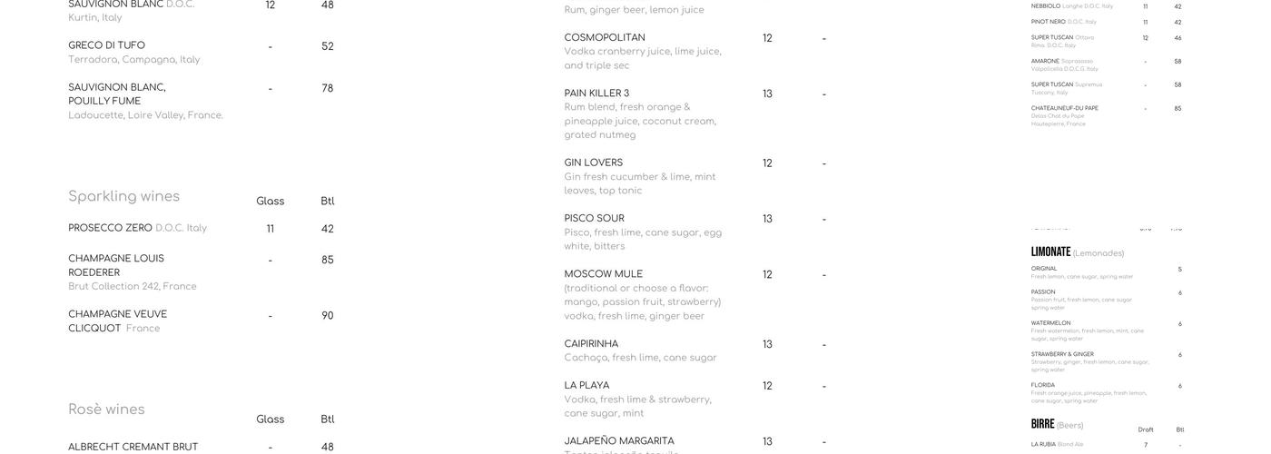 Sapori Miami by Café Crème Menu