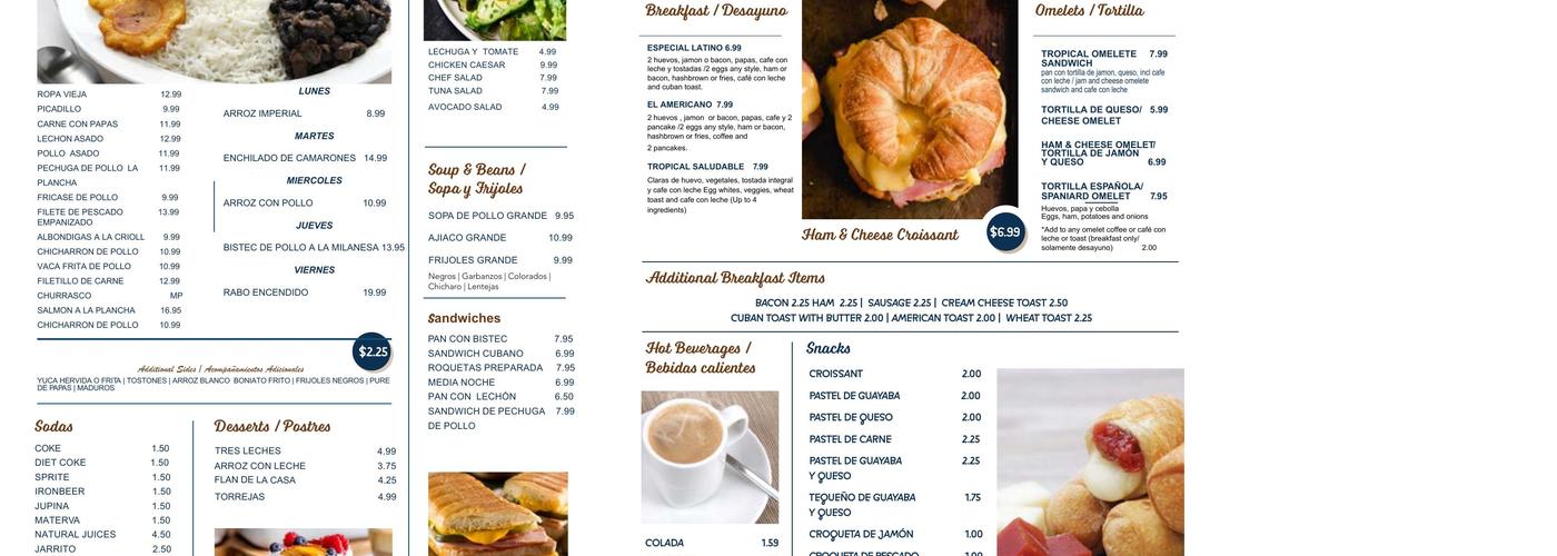 Cafe Tropical Menu
