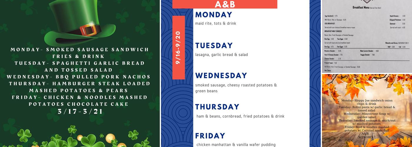 A & B Cafe Menu