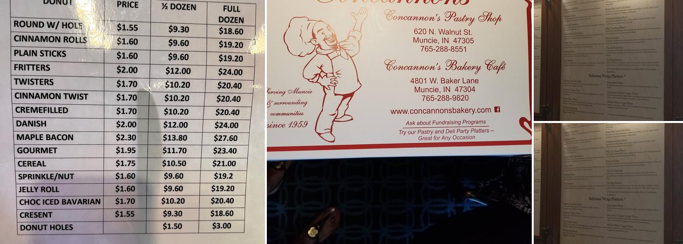 Concannon's Bakery Cafe Menu