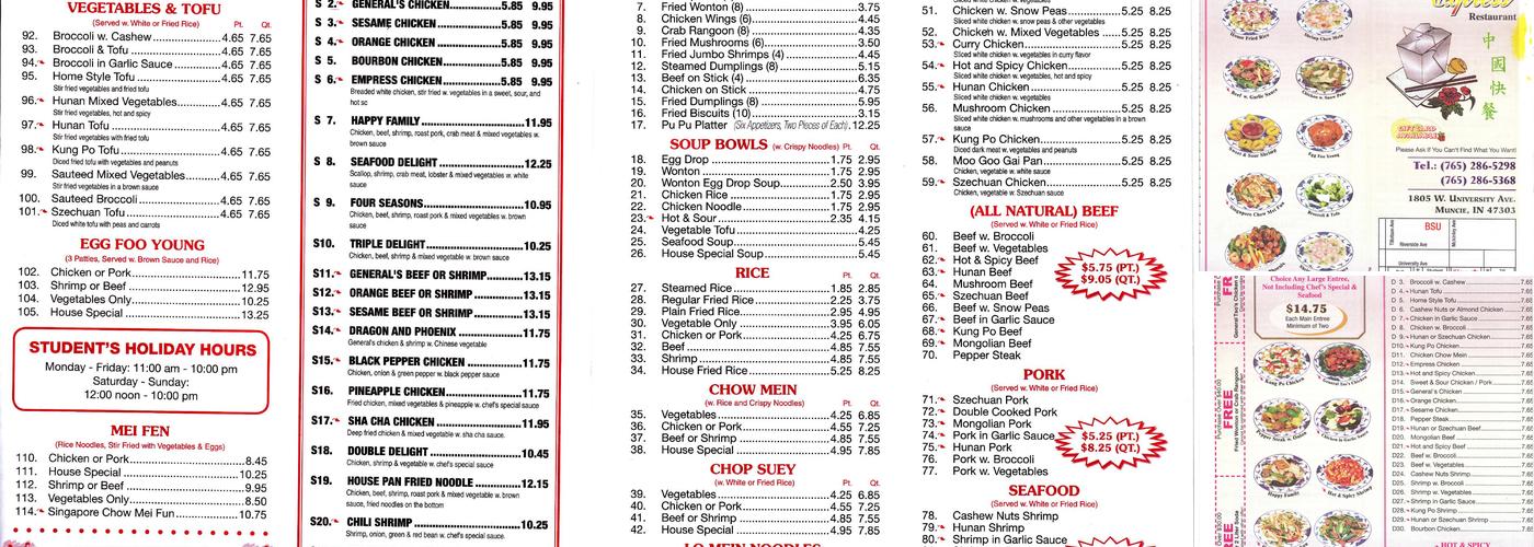 China Express Menu